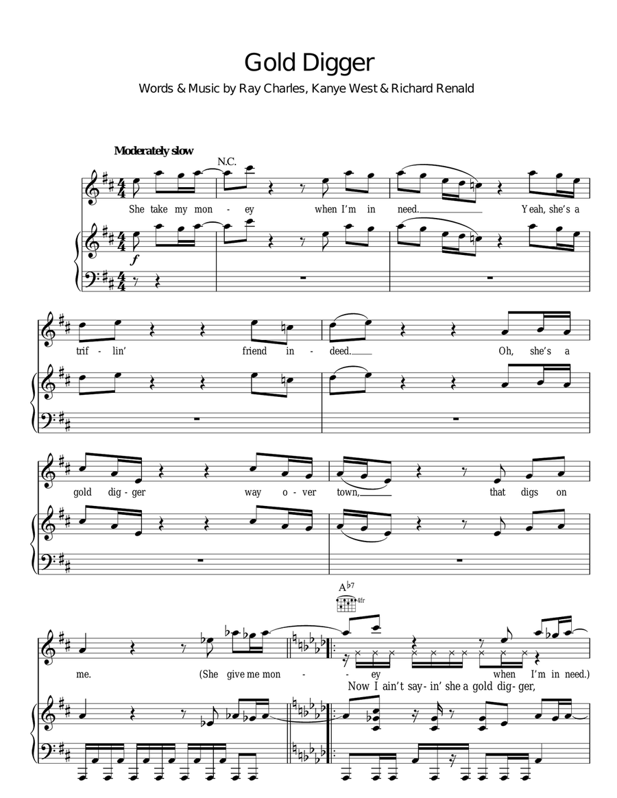 Gold Digger Acoustic Guitar scores gallery preview page 1