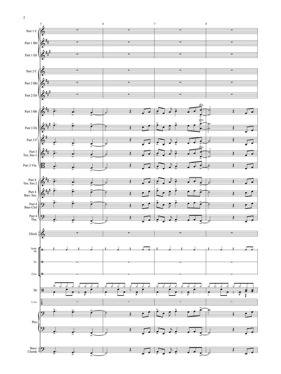Rock Shot! (Flexible Instrumentation) Concert Band scores gallery preview page 5