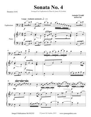 Book cover for Vivaldi: Sonata No. 4 for Euphonium & Piano