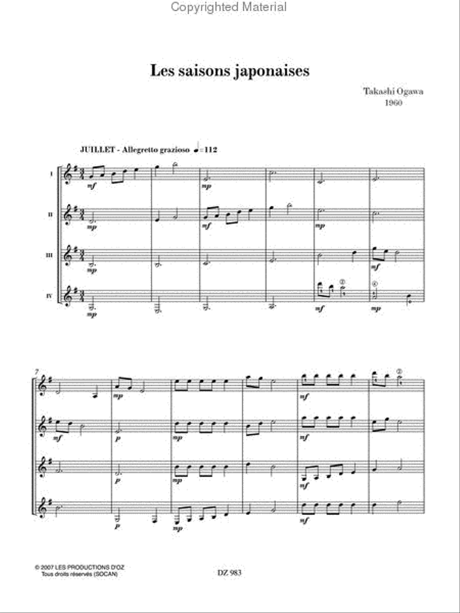 Musique facile pour 4 guitares - Japon (Les saisons japonaises, vol. 3) Guitar Ensemble scores gallery preview page 2