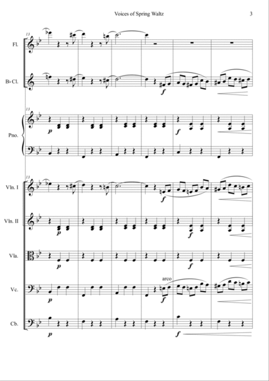 Voice of Spring Waltz Orchestra scores gallery preview page 3
