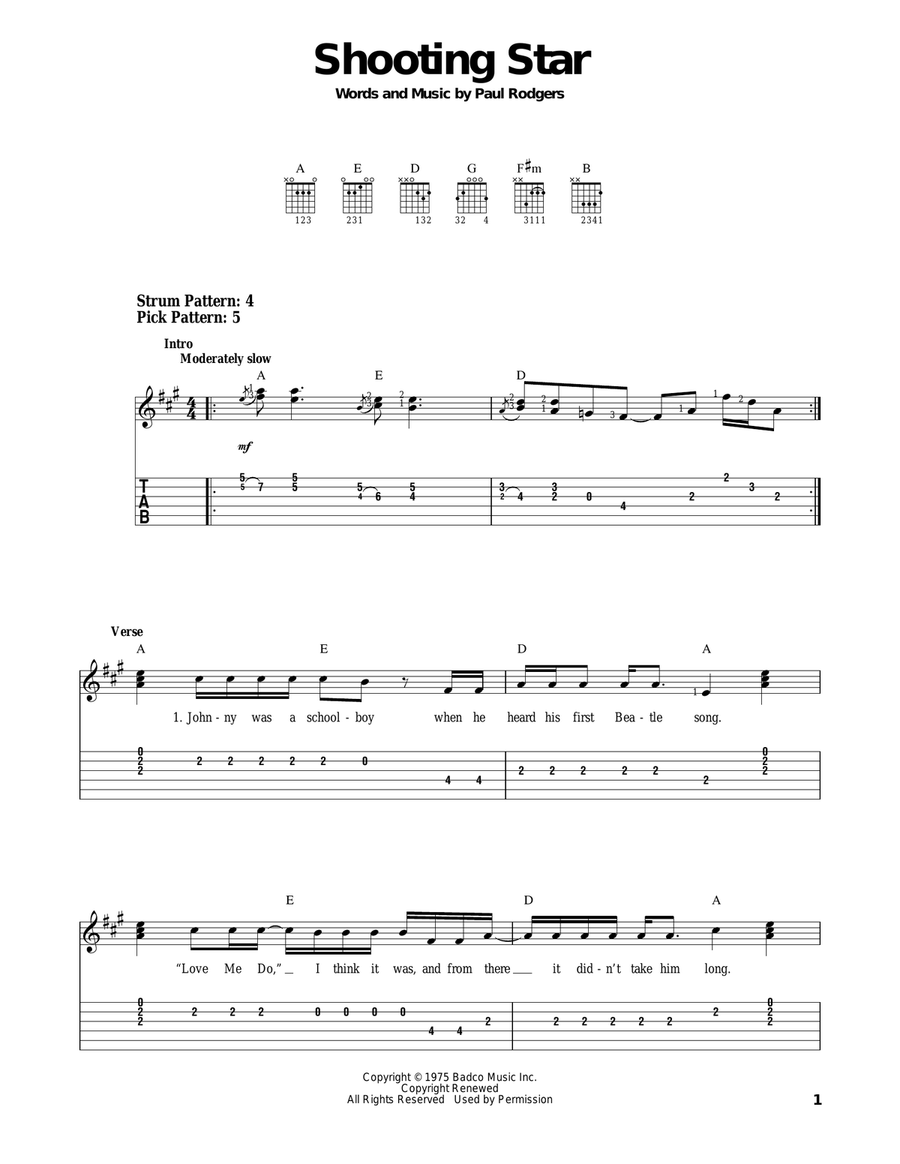Shooting Star Acoustic Guitar scores gallery preview page 1