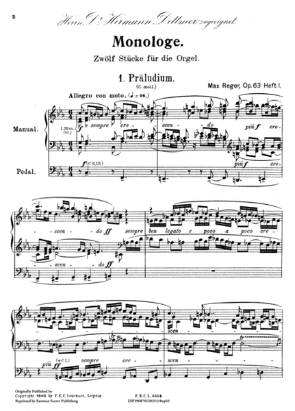 Monologe : zwolf Stucke fur Orgel, op. 63