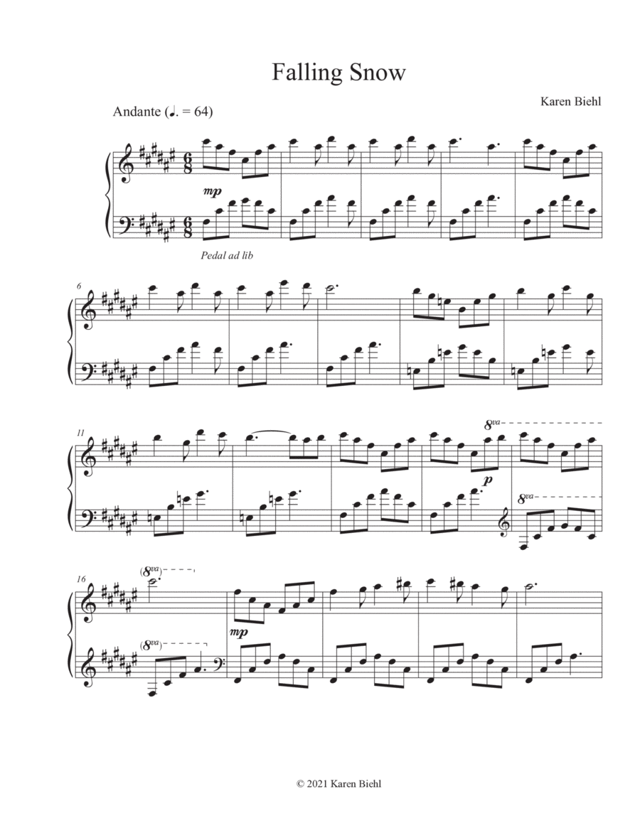 Falling Snow Piano Solo - Digital Sheet Music
