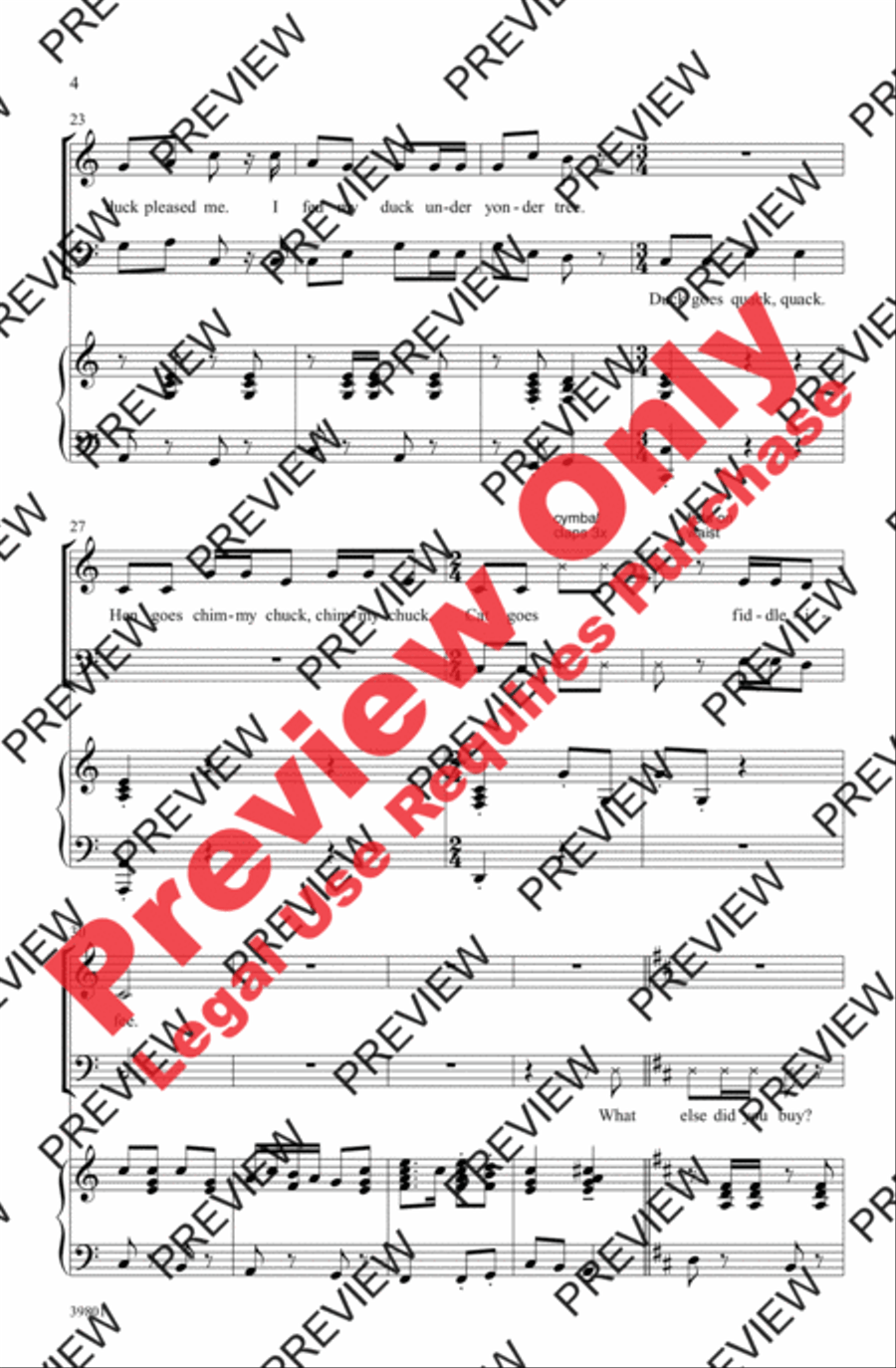 I Bought Me a Cat 3-Part scores gallery preview page 4