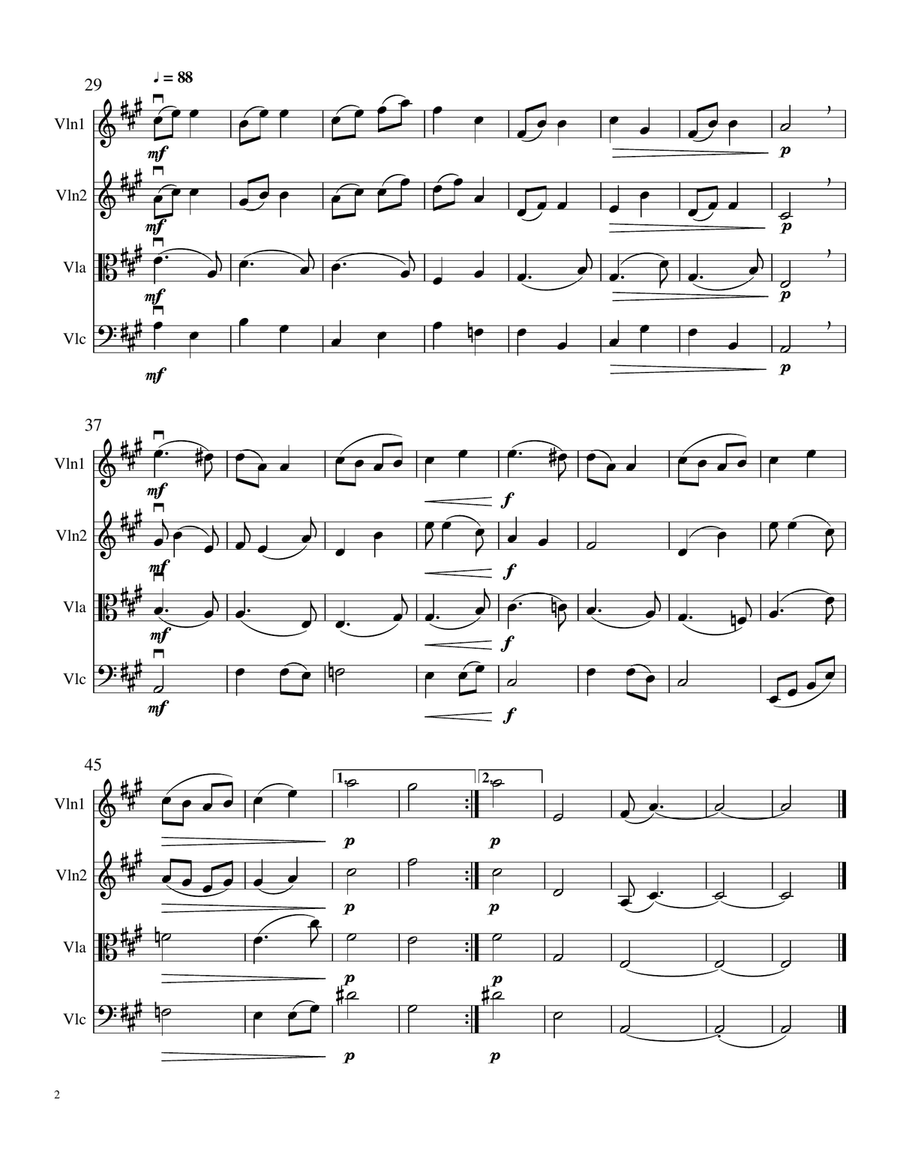 To a Wild Rose, for String Quartet String Quartet scores gallery preview page 2