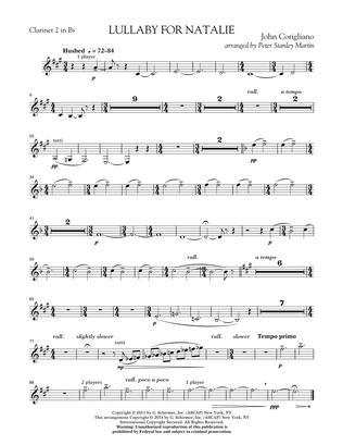 Lullaby for Natalie (arr. Peter Stanley Martin) - Bb Clarinet 2