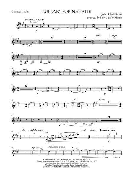 Lullaby for Natalie (arr. Peter Stanley Martin) - Bb Clarinet 2