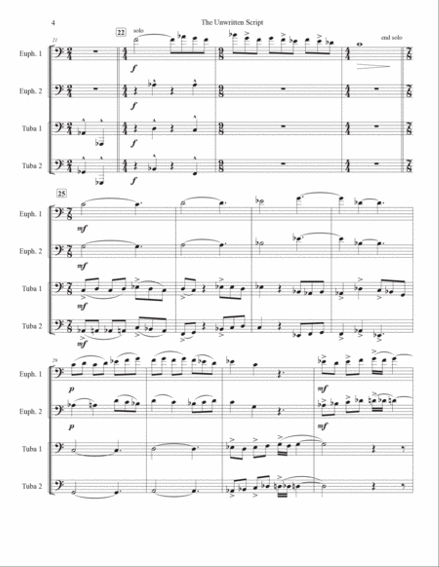 UNWRITTEN SCRIPT for Tuba Quartet Tuba Quartet scores gallery preview page 4