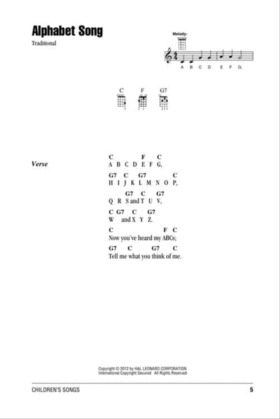 Children's Songs Children's Songs Ukulele scores gallery preview page 6