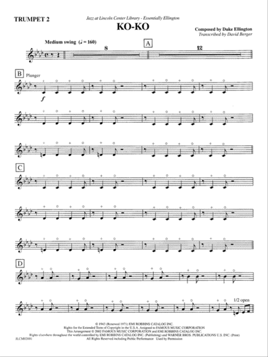 Ko-Ko: 2nd B-flat Trumpet Jazz Ensemble scores gallery preview page 1