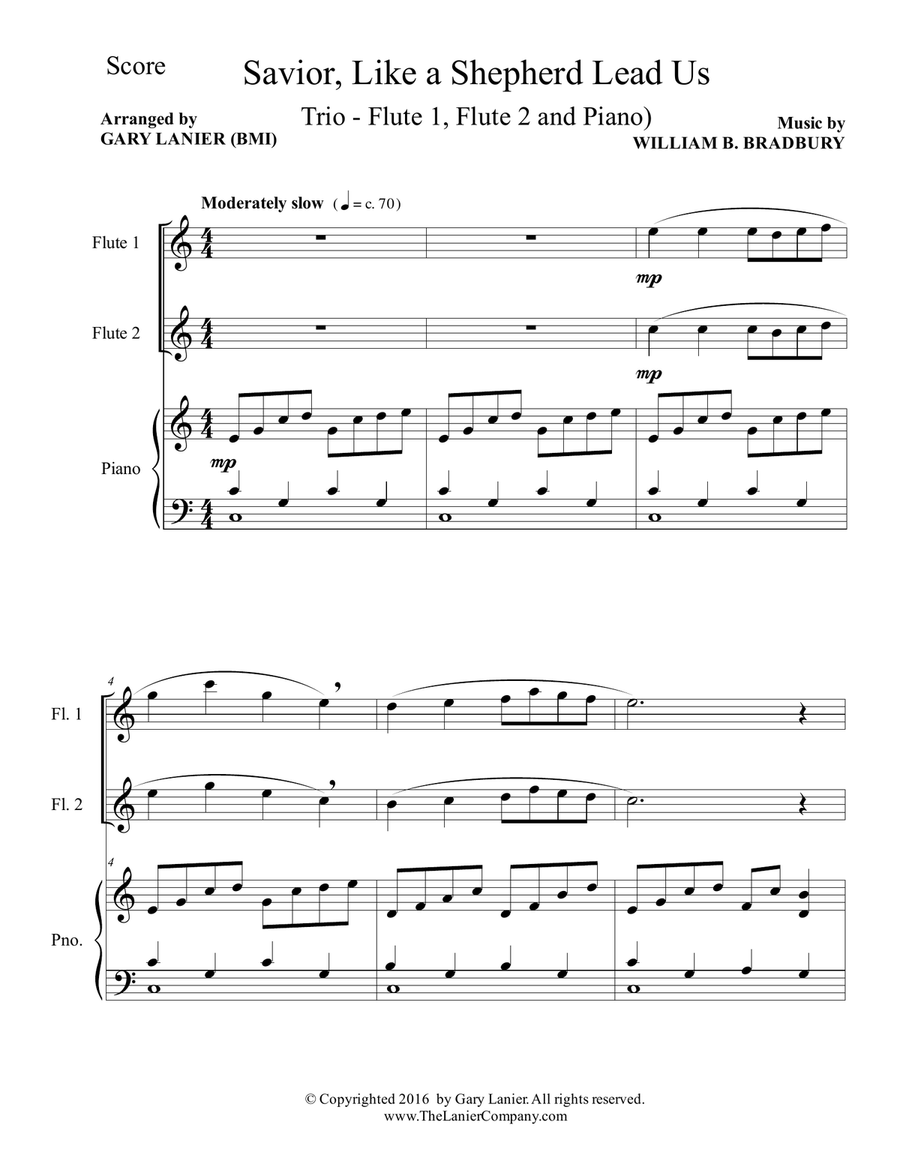 SAVIOR, LIKE A SHEPHERD LEAD US (Trio – Flute 1, Flute 2 & Piano with Parts) Woodwind Duet scores gallery preview page 2