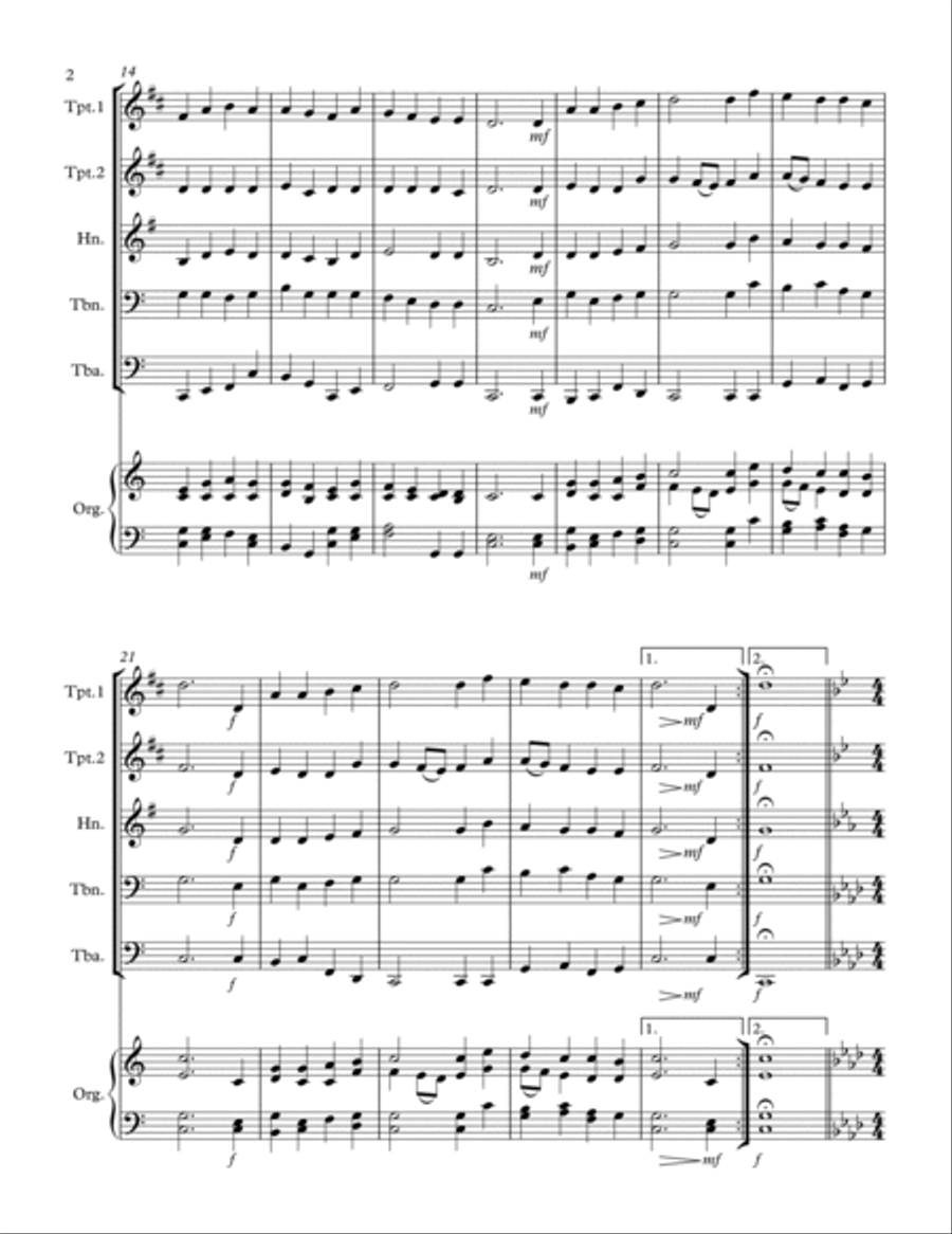 40 Beloved Christian Hymns Volume II (for Brass Quintet and optional Organ) Horn scores gallery preview page 3