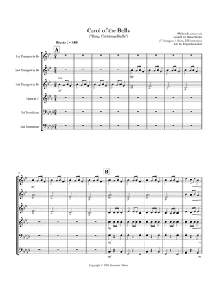 Carol of the Bells (F min) (Brass Sextet - 3 Trp, 1 Hrn, 2 Trb)