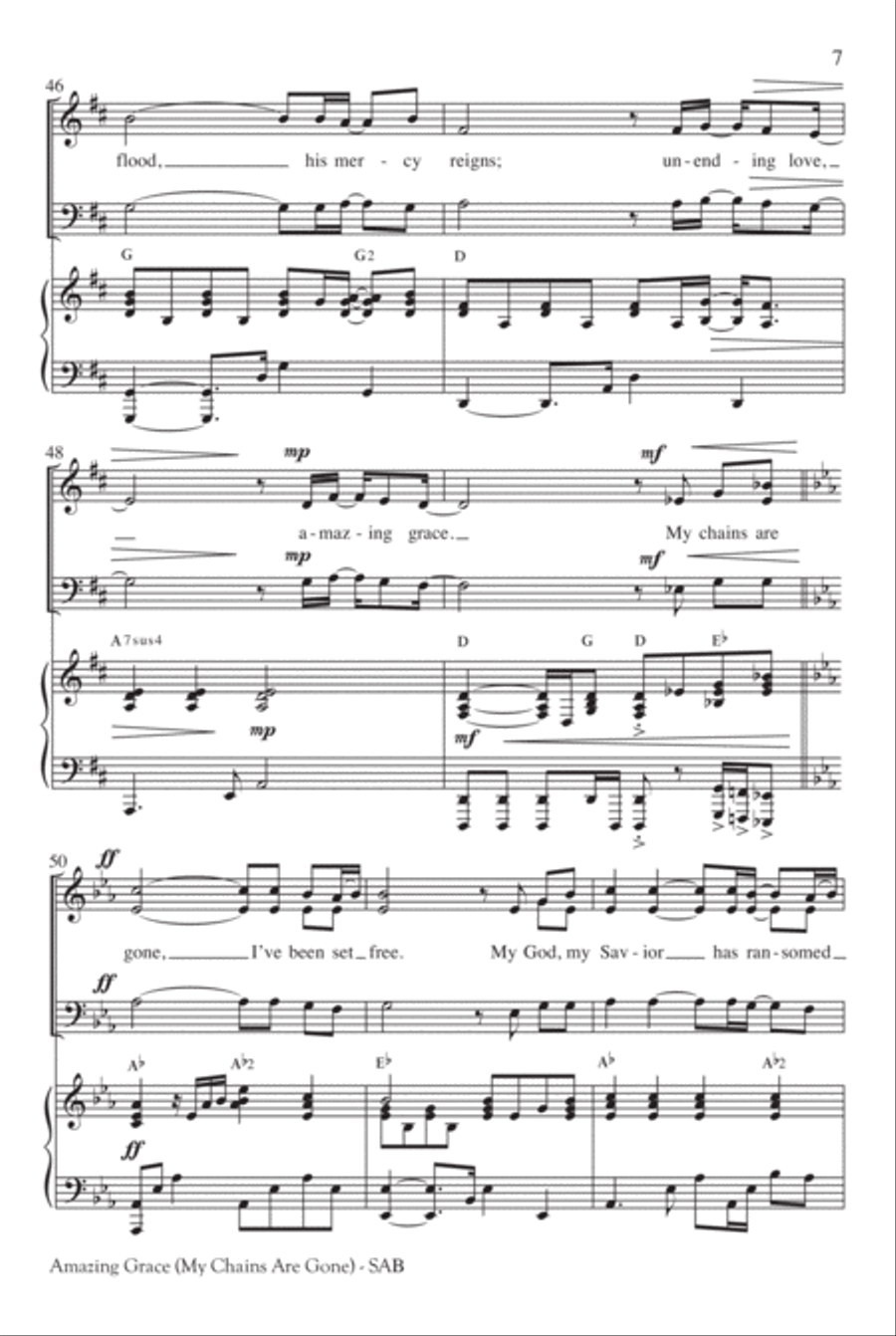 Amazing Grace (My Chains Are Gone) 3-Part scores gallery preview page 8