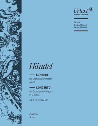 Book cover for Organ Concerto (No. 1) in G minor Op. 4/1 HWV 289