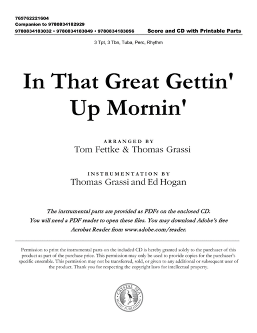 In That Great Gettin' Up Mornin' - Brass and Rhythm Score and CD with Print Pts