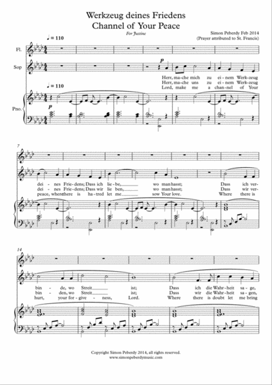 Werkzeug Deines Friedens / Make me a channel of your peace, new setting of Prayer of St. Francis Small Ensemble scores gallery preview page 2