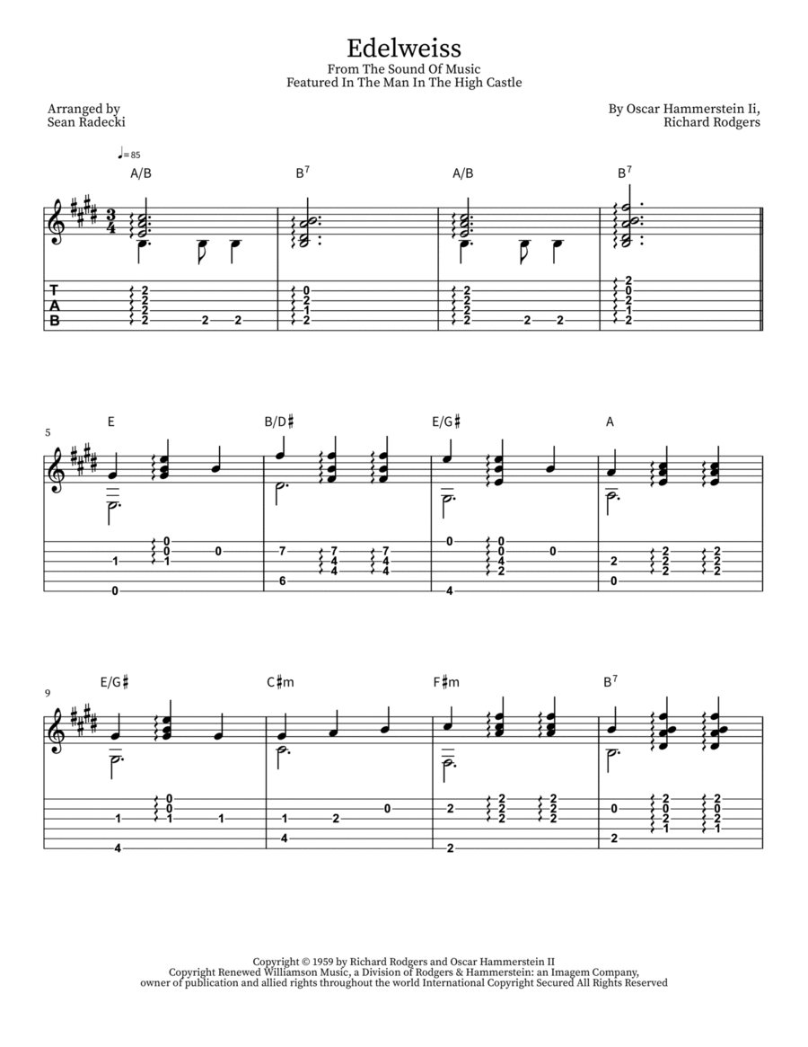 Edelweiss Acoustic Guitar scores gallery preview page 1