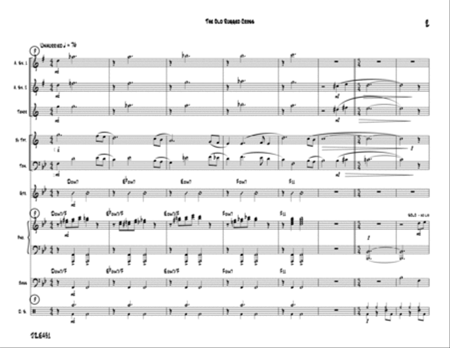 THE OLD RUGGED CROSS (On a Hill Far Away) - Jazz Ensemble (AAT Saxes, Trumpet, Trombone & Rhythm) Jazz Ensemble scores gallery preview page 2