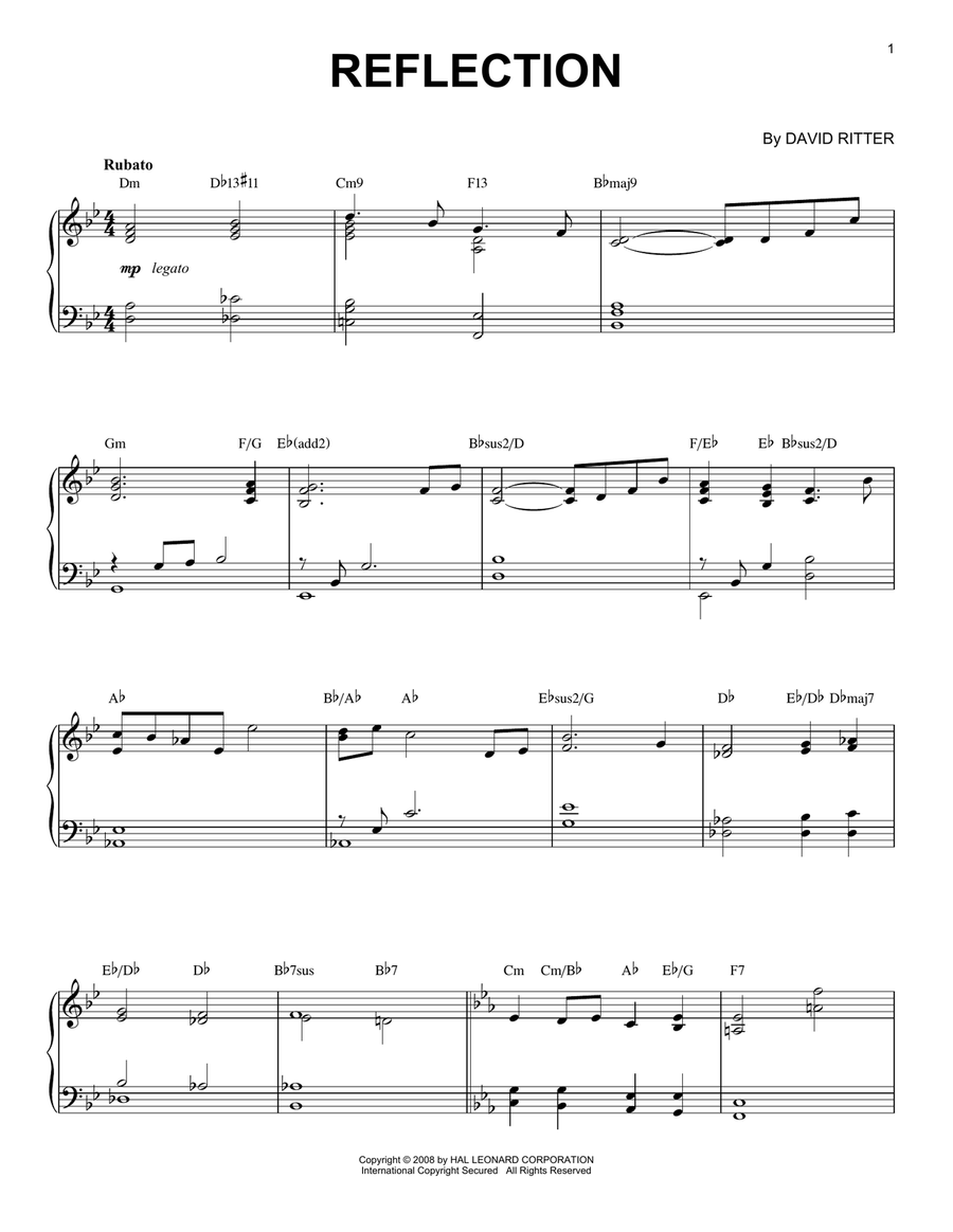 Reflection Reflection Piano Solo scores gallery preview page 1