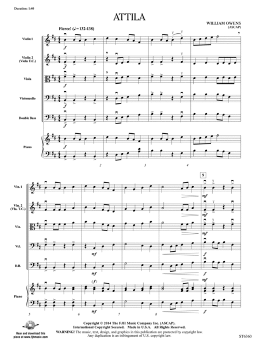 Attila: Score Attila: Score String Orchestra scores gallery preview page 3