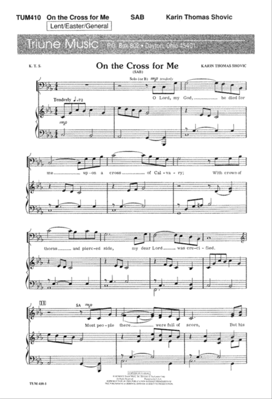 On the Cross for Me 3-Part scores gallery preview page 2