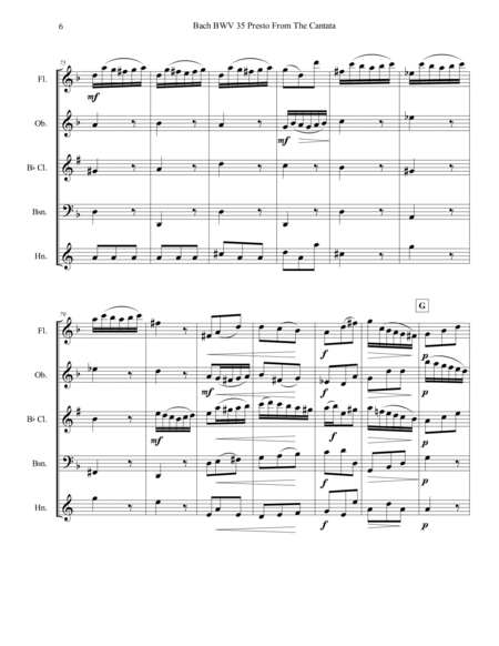 Bach BWV 35 Presto From The Cantata in D Minor Quintet
