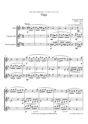 Book cover for Giga from Corelli Sonata in D minor: Flute, Clarinet and Alto Sax