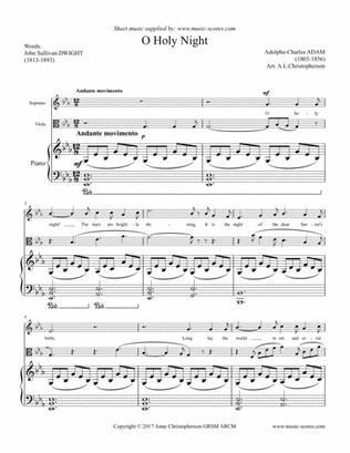 Cantique de Noel; O Holy Night - Voice, Viola and Piano