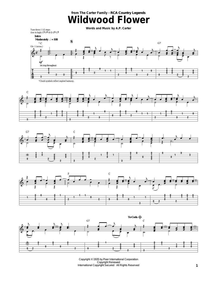 Wildwood Flower Acoustic Guitar scores gallery preview page 1
