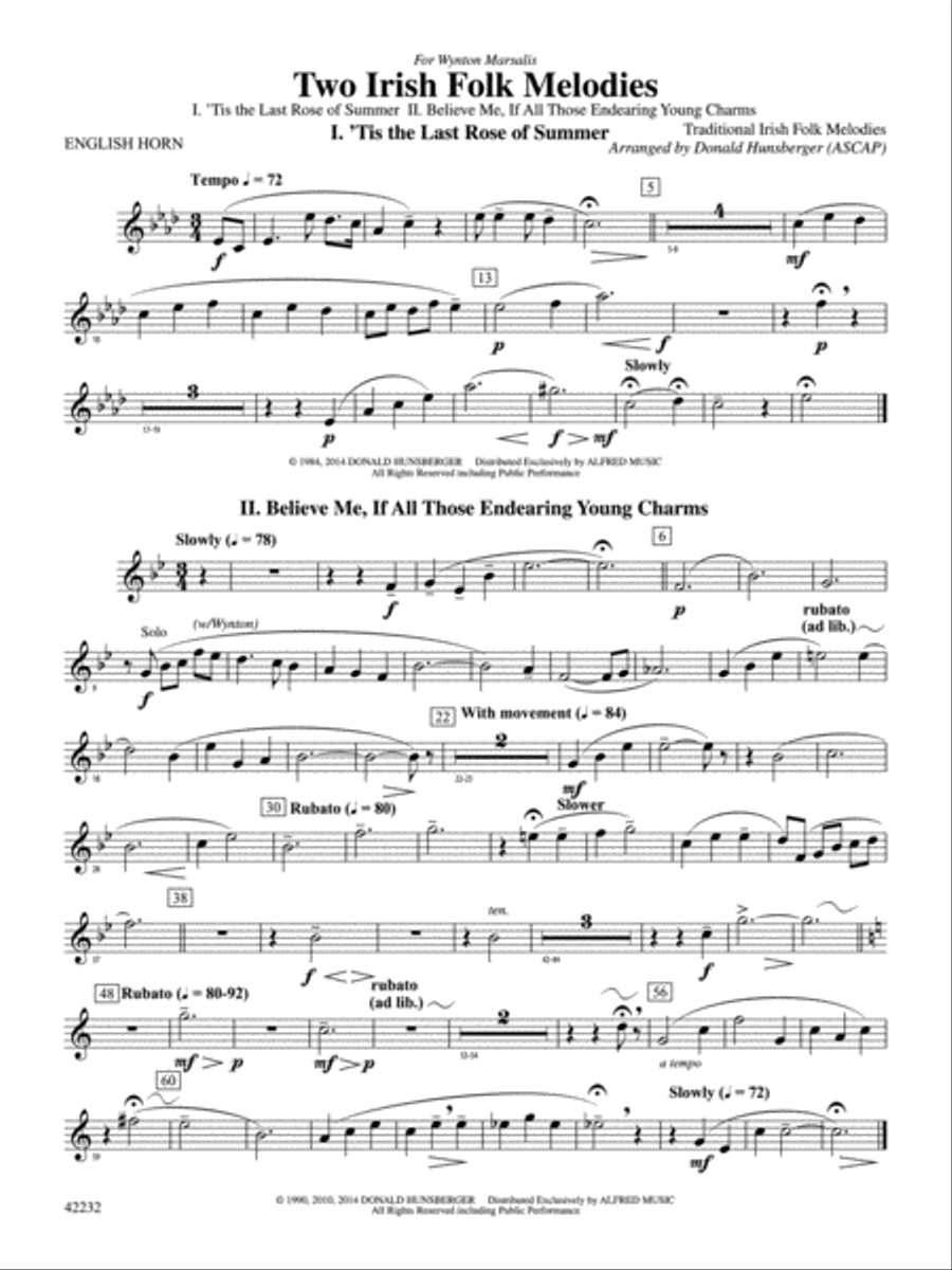 Two Irish Folk Melodies: English Horn Concert Band scores gallery preview page 1