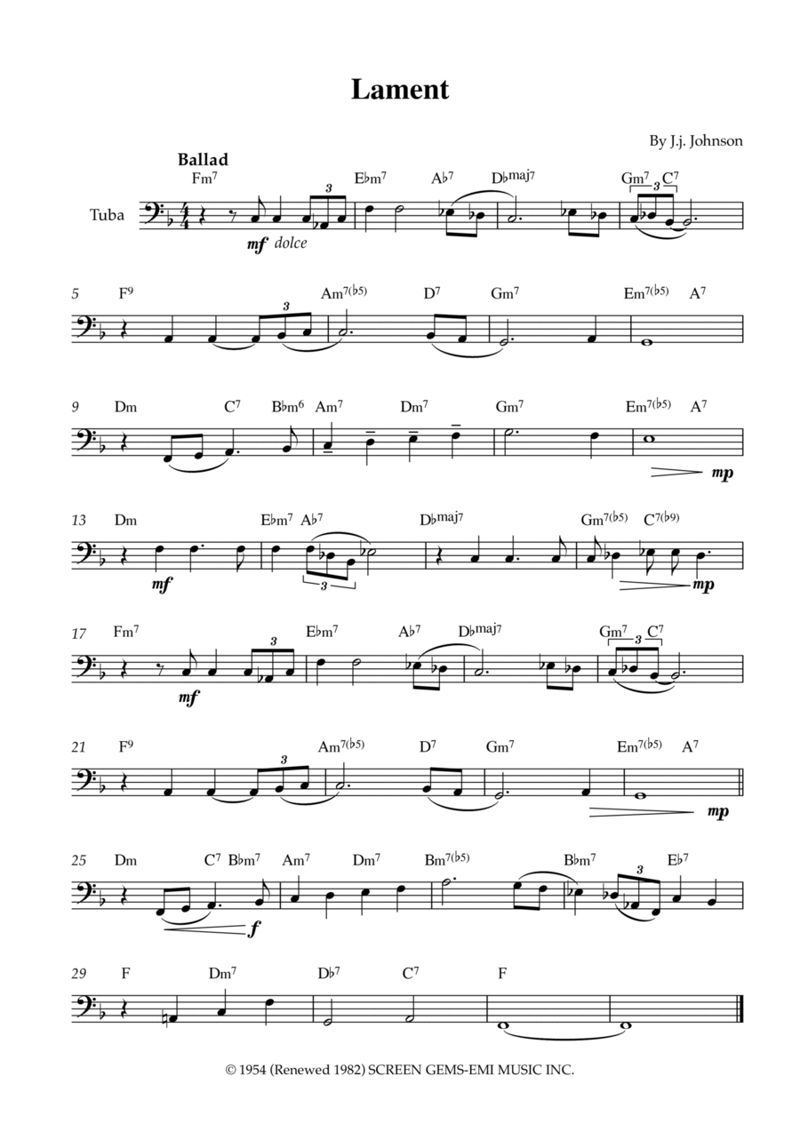 Lament Tuba scores gallery preview page 1