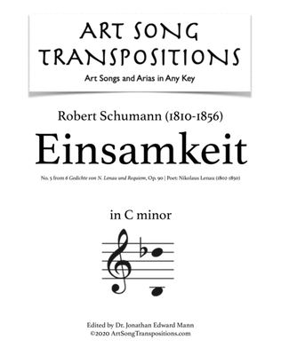 Book cover for SCHUMANN: Einsamkeit, Op. 90 no. 5 (transposed to C minor)