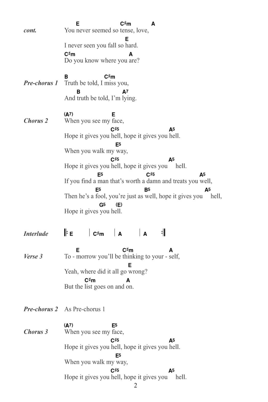 Gives You Hell Gives You Hell Guitar scores gallery preview page 2