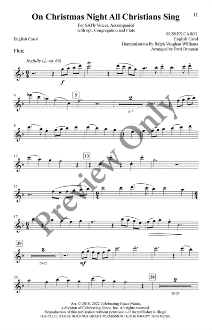 On Christmas Night All Christians Sing 4-Part scores gallery preview page 11