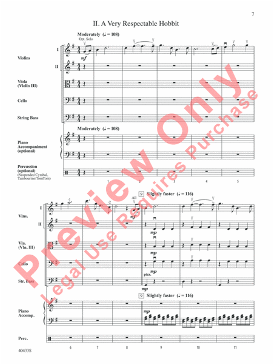 The Hobbit: An Unexpected Journey, Selections from String Orchestra scores gallery preview page 8