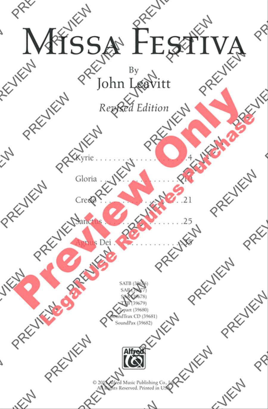 Missa Festiva Missa Festiva 4-Part scores gallery preview page 4