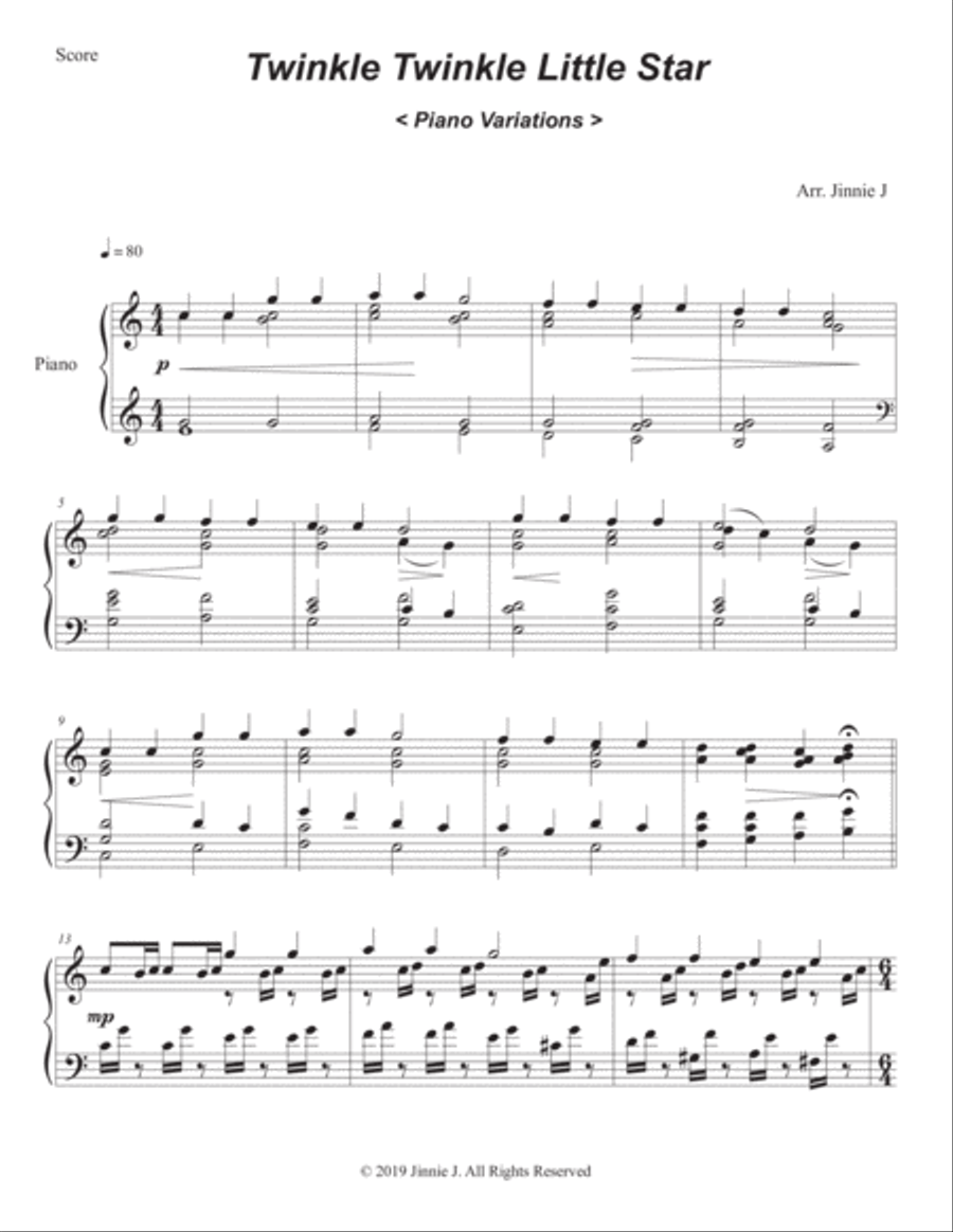 Twinkle Twinkle Little Star Romantic Version Solo Piano by Wolfgang Amadeus Mozart Piano Solo Digital Sheet Music Sheet Music Plus