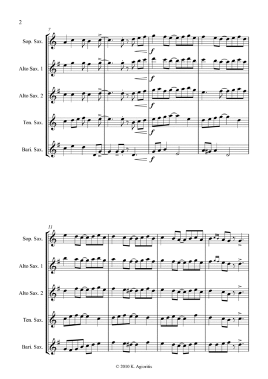 Ding Dong Merrily on High - Jazz Carol for Saxophone Quartet Saxophone Quartet scores gallery preview page 5