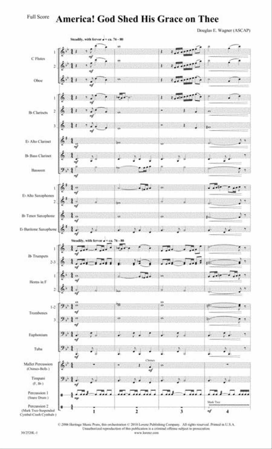 America! God Shed His Grace on Thee - Concert Band Score/Parts Concert Band scores gallery preview page 2