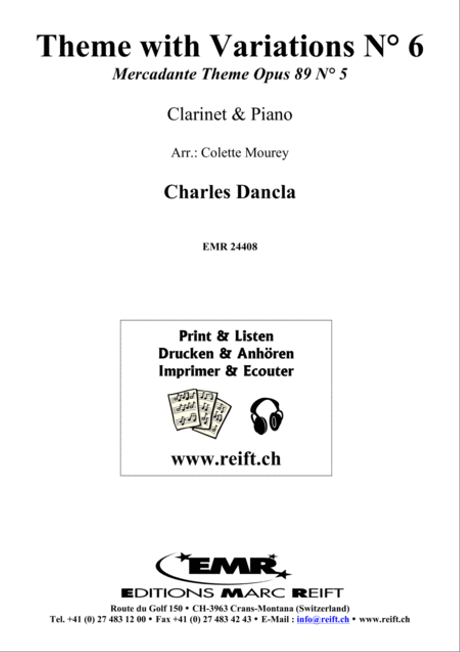 Theme with Variations No. 6 Clarinet Solo scores gallery preview page 1