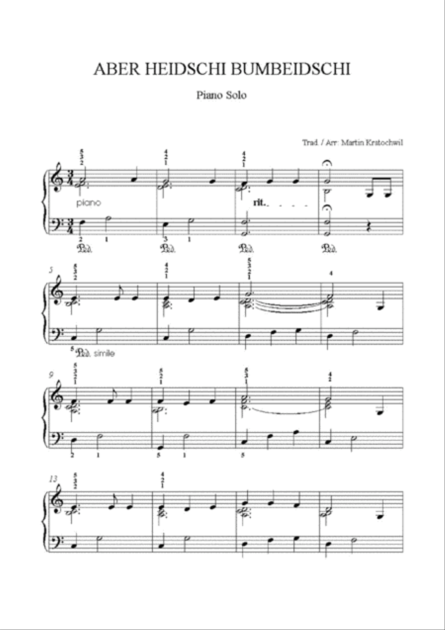 Aber Heidschi Bumbeidschi Piano Solo scores gallery preview page 2