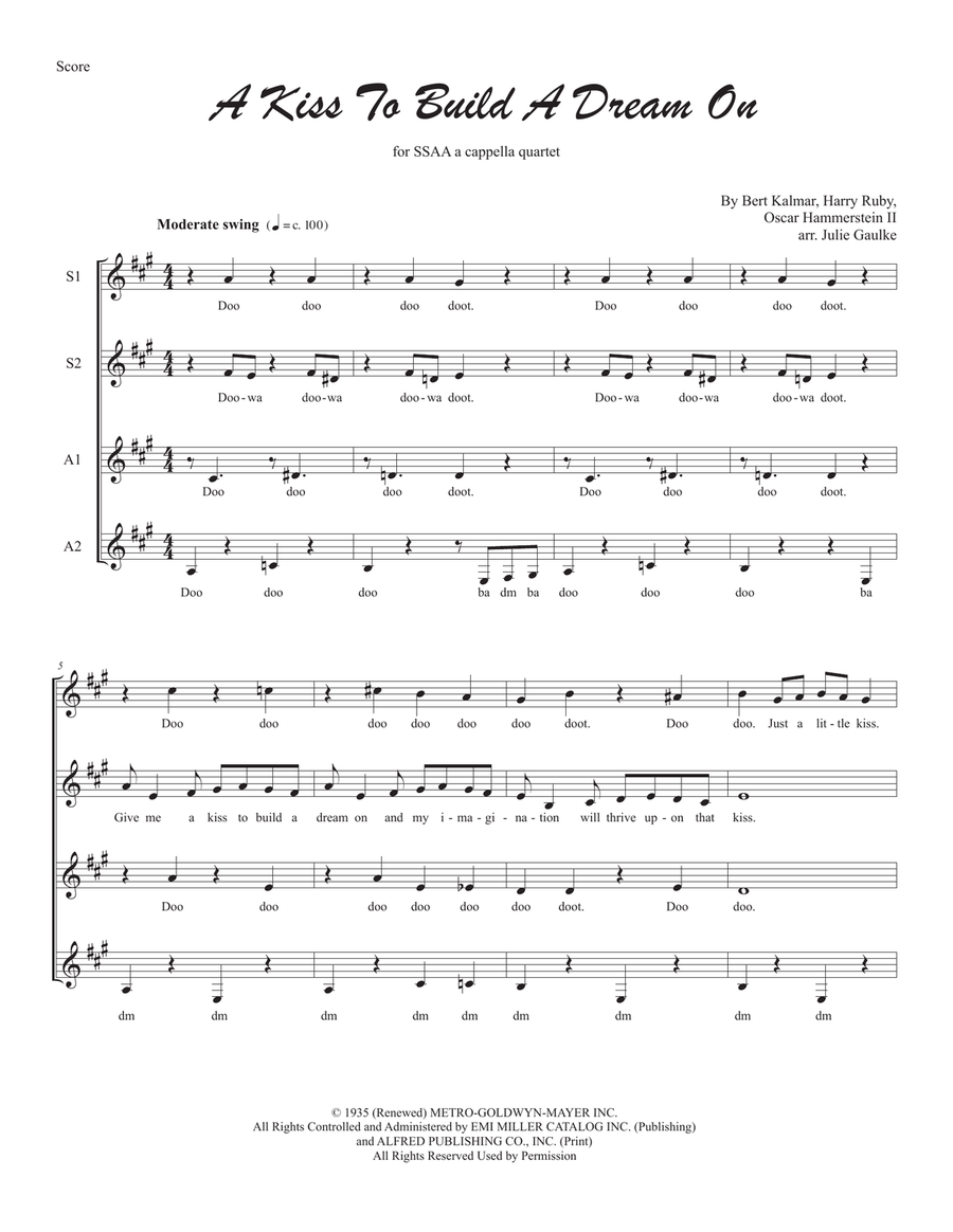 A Kiss To Build A Dream On SSAA scores gallery preview page 1