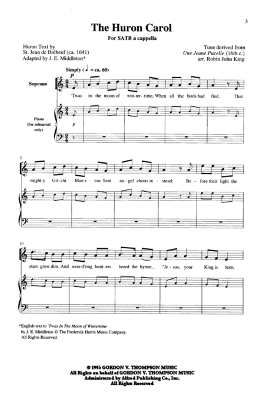 The Huron Carol 4-Part scores gallery preview page 3