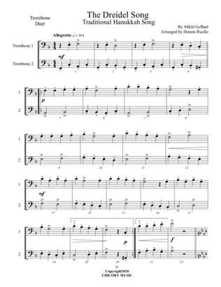 The Dreidel Song - Trombone Duet - Intermediate