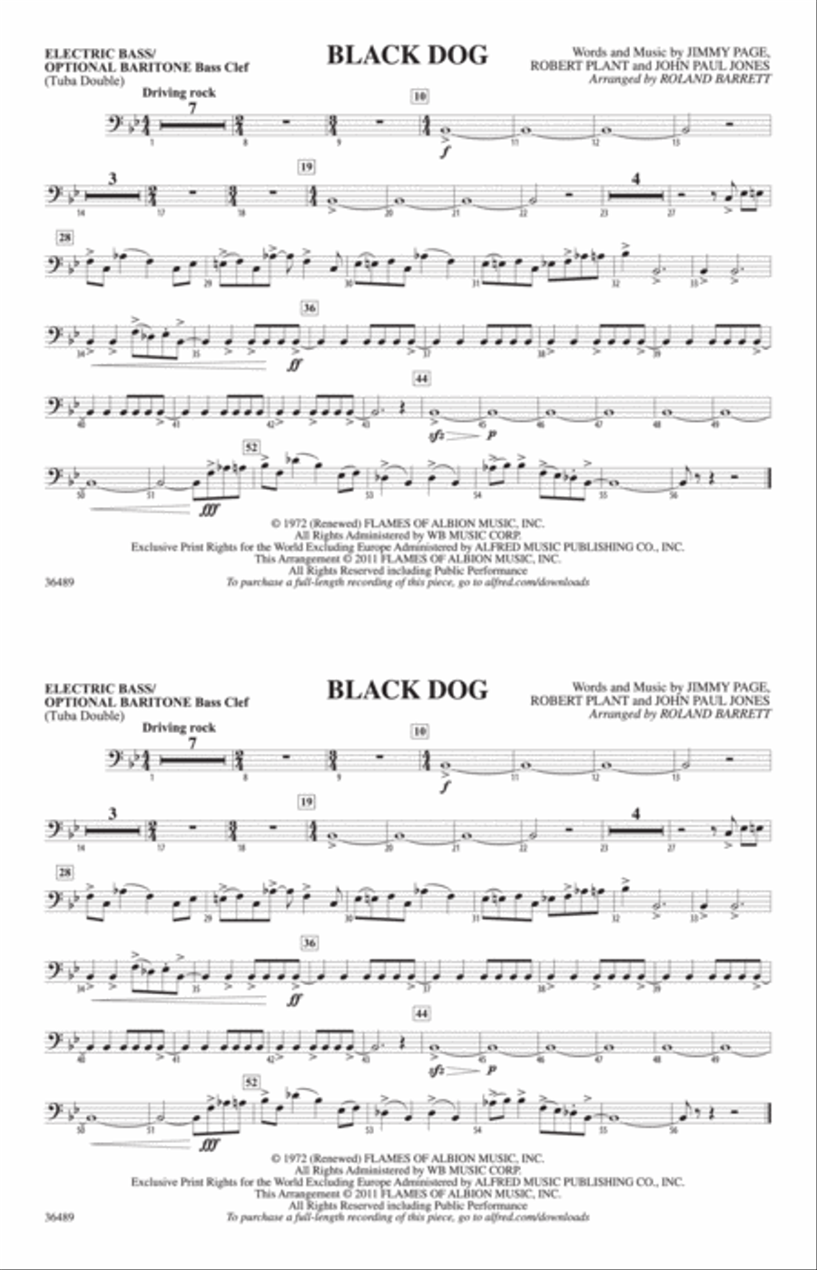 Black Dog: Electric Bass Black Dog: Electric Bass Marching Band scores gallery preview page 1