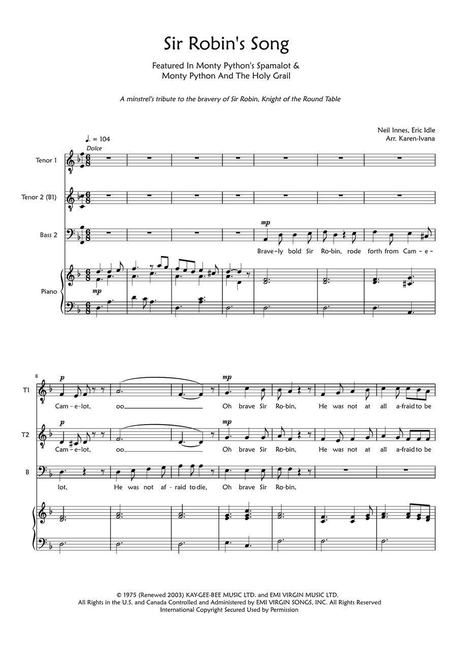 Sir Robin's Song Sir Robin's Song TTB scores gallery preview page 1