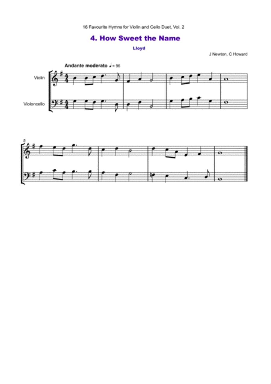 16 Favourite Hymns Vol.2 for Violin and Cello Duet String Duet scores gallery preview page 5