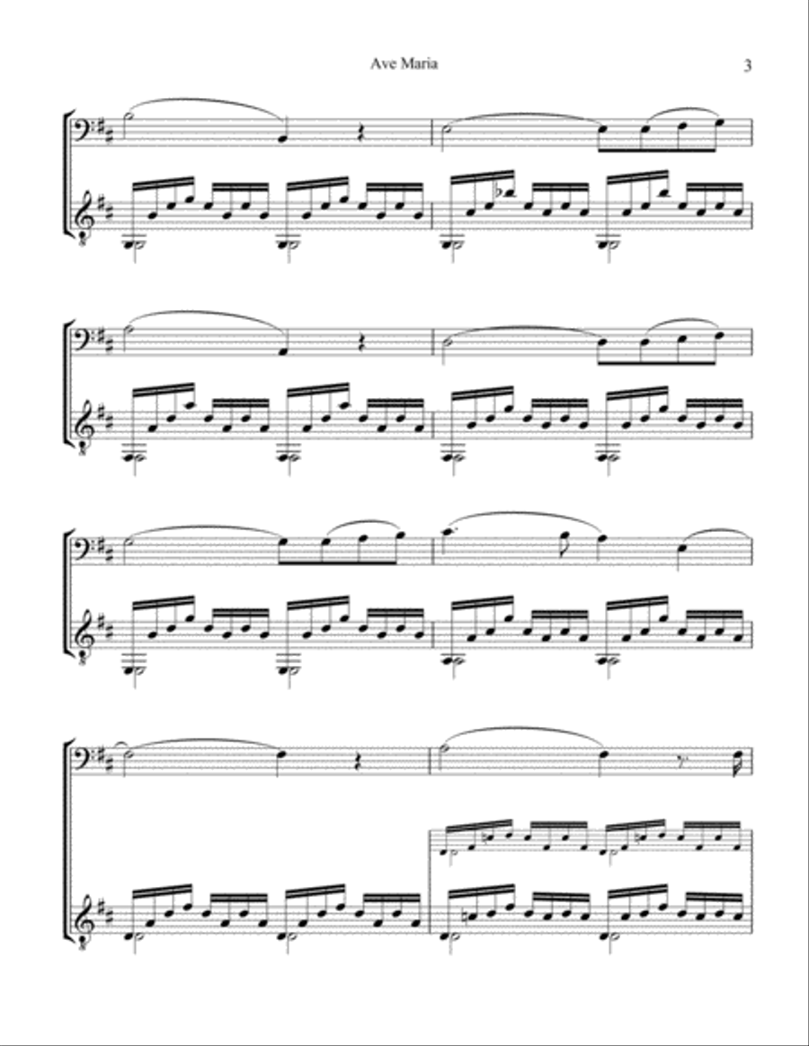 Ave Maria (D Major) for cello and guitar String Duet scores gallery preview page 4